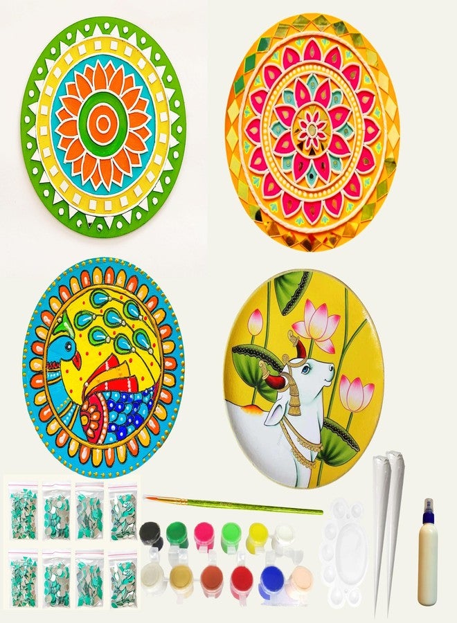 Decordial Mandala Art Madhuani Lippan Art Materials Diy Kit With 4 Premarked Lippan Mdf Board Decorative Mirrors Dot Mandala Tool Lippan Art Kit For Kids Adults Wall Decoration,Multicolor - Image 1